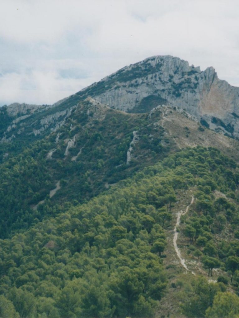 Delante el Maigmonet y detrás las paredes norte del Maigmó